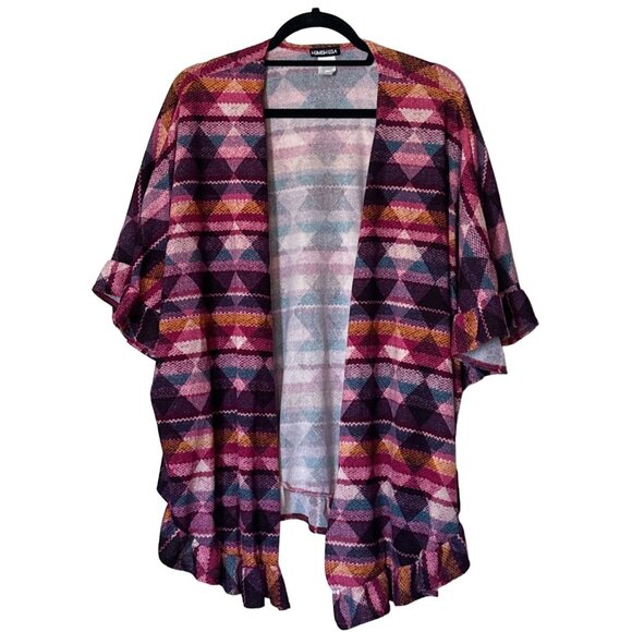 Heimish U.S.A. Open Front Knit Top High Low Stretch Polyester Blend Women Size L - Picture 3 of 14